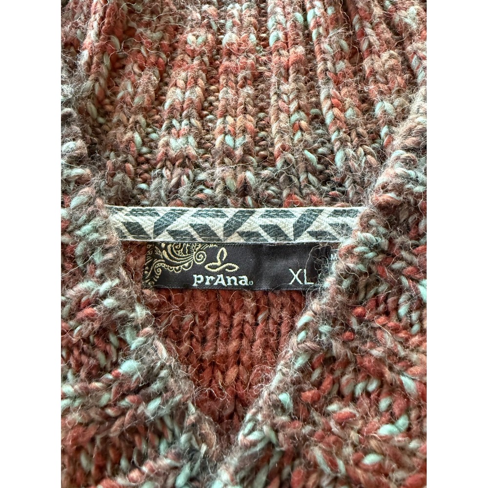 Prana Women's Claus Sun Dried Wool Blend Tan V-Neck Sweater Size XL Boho Preppy - Picture 5 of 10